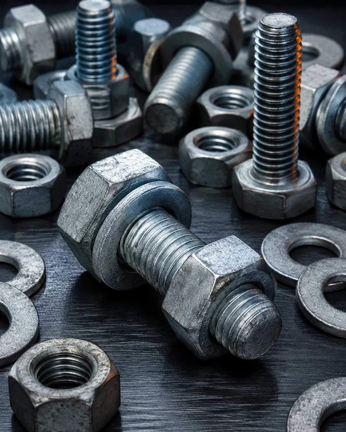 HDG structural bolt nut and washer assemblies