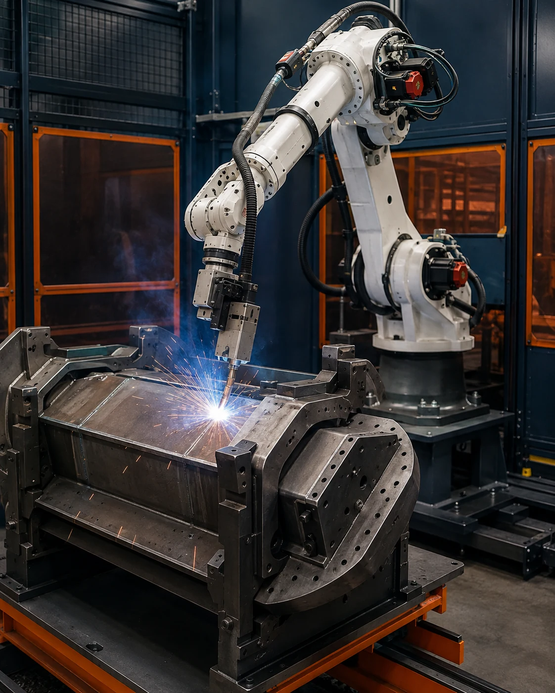 Robotic welding cell for industrial fabrication