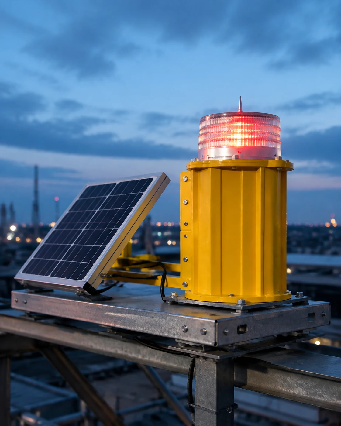 Solar-powered aviation obstruction light